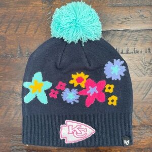 '47 Brand Girls Youth Kansas City Chiefs Buttercup Knit Navy Beanie with Pom